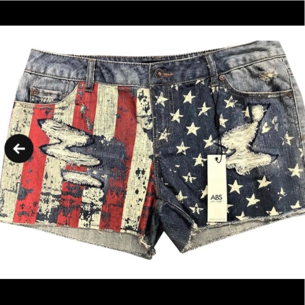 ABS denim American flag jean shorts brand new